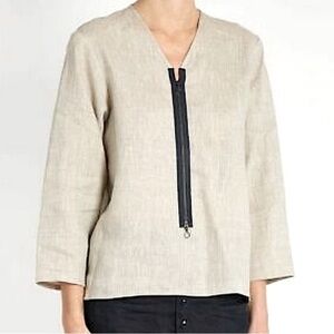 Albus Lumen Beige Linen Zip-Front Blouse - Women’s 10